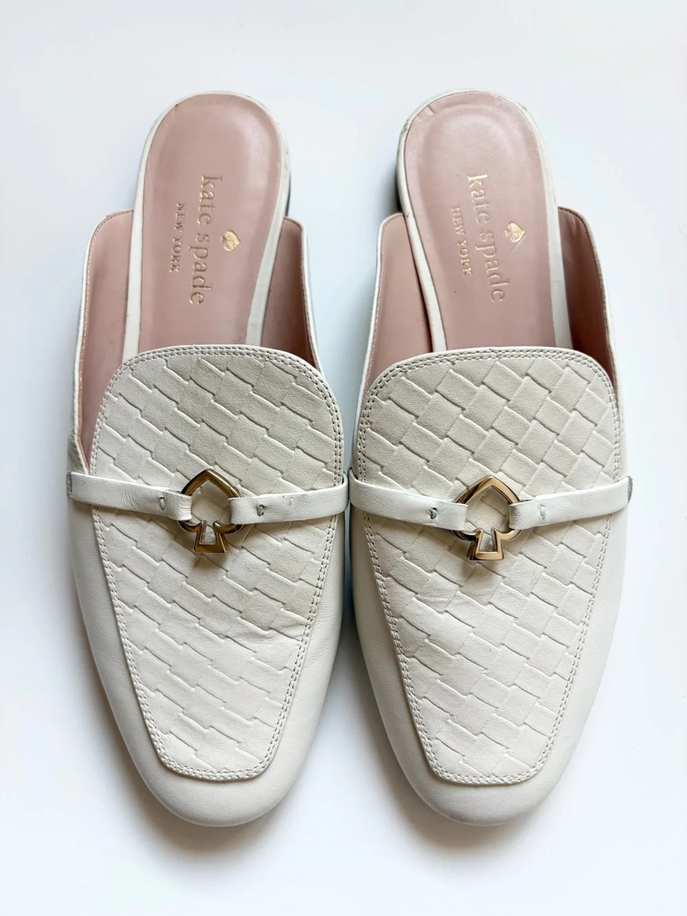 FINAL PRICE! Kate Spade Colada Spade White Leather Mules Size 8 Old Money Shoes